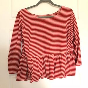 free people red stripe peplum top
